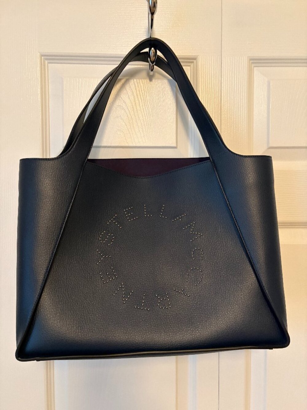 Stella McCartney Navy Perforated Logo Tote - Picture 2 of 14